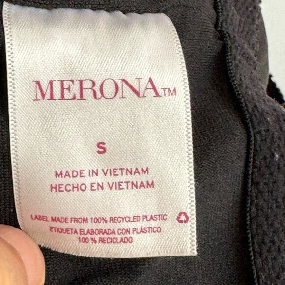 Merona One-Piece Swimsuit Padded Halter Neck Backless Lazer Cut size Small Black - Picture 12 of 15